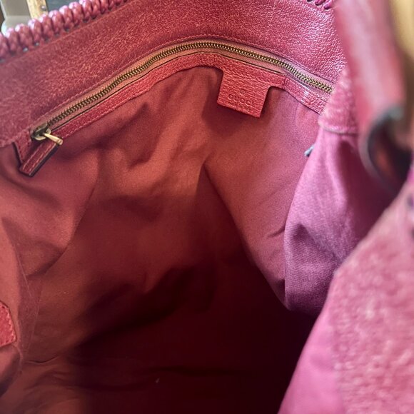 Pink Gucci Monogram Canvas GG Logo Hobo Tote with Leather Horsebit Handle - Picture 9 of 10